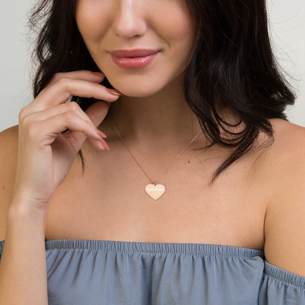 Personalisable East Coast Engraved Silver Heart Necklace